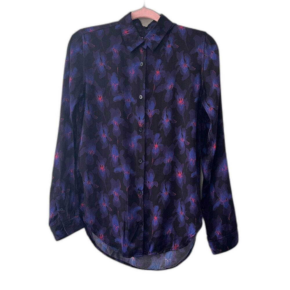 The Kooples Satin Button Down Long Sleeve Satin Shirt Size 0